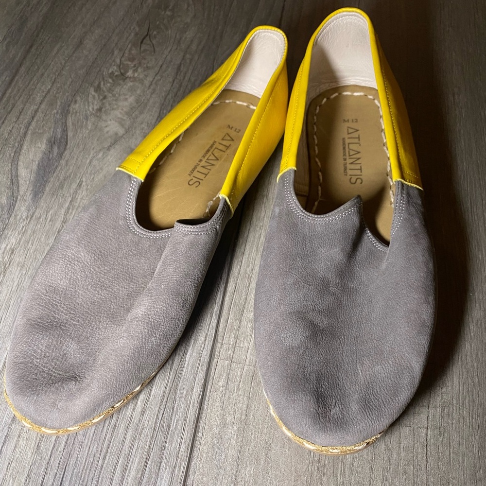 EUC ATLANTIS Handmade Barefoot Nubuck Leather Two Tone Loafers